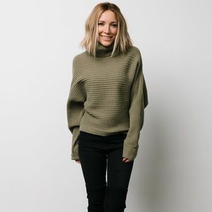 Baltic Born Whitney Ribbed Turtleneck Sweater in Olive (Small)